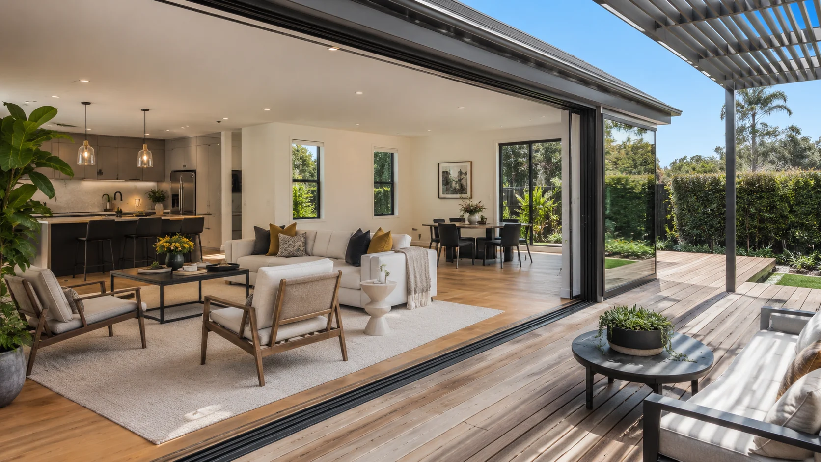 AI-generated concept of a modern home extension with indoor-outdoor flow