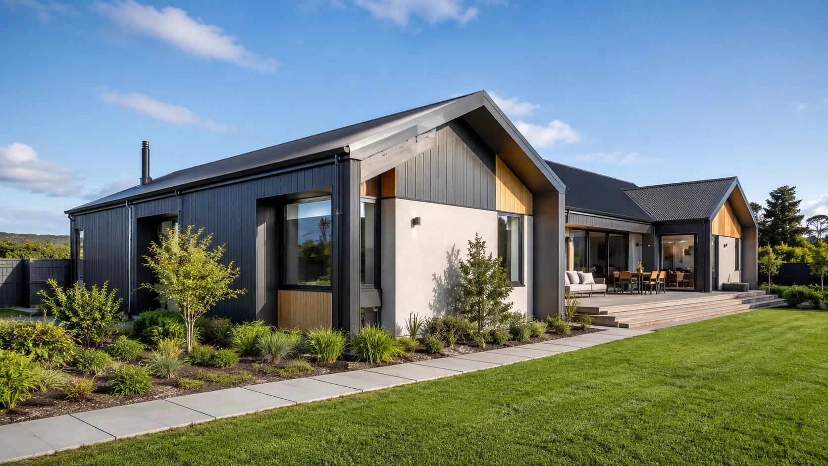 AI-generated concept of a contemporary New Zealand new-build home